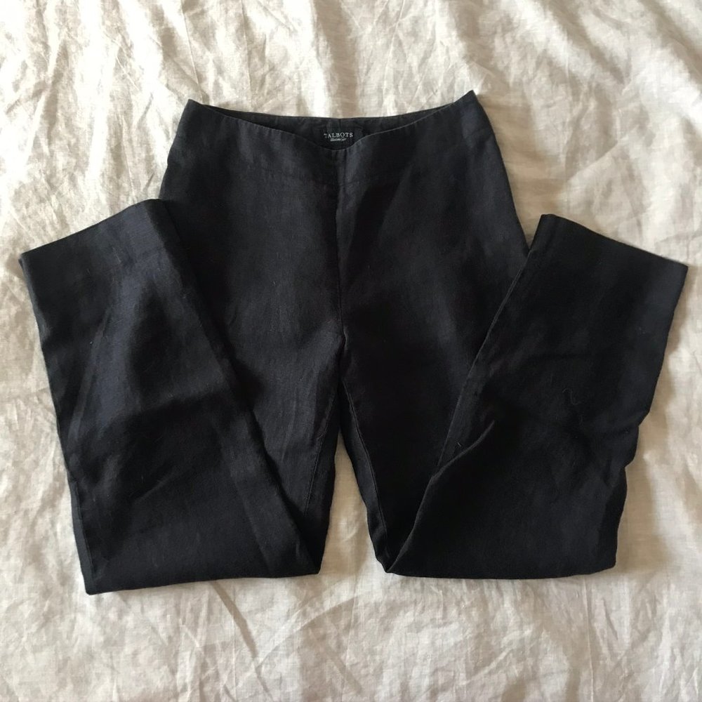 Black Talbots Irish Linen Slacks Petite 4P
